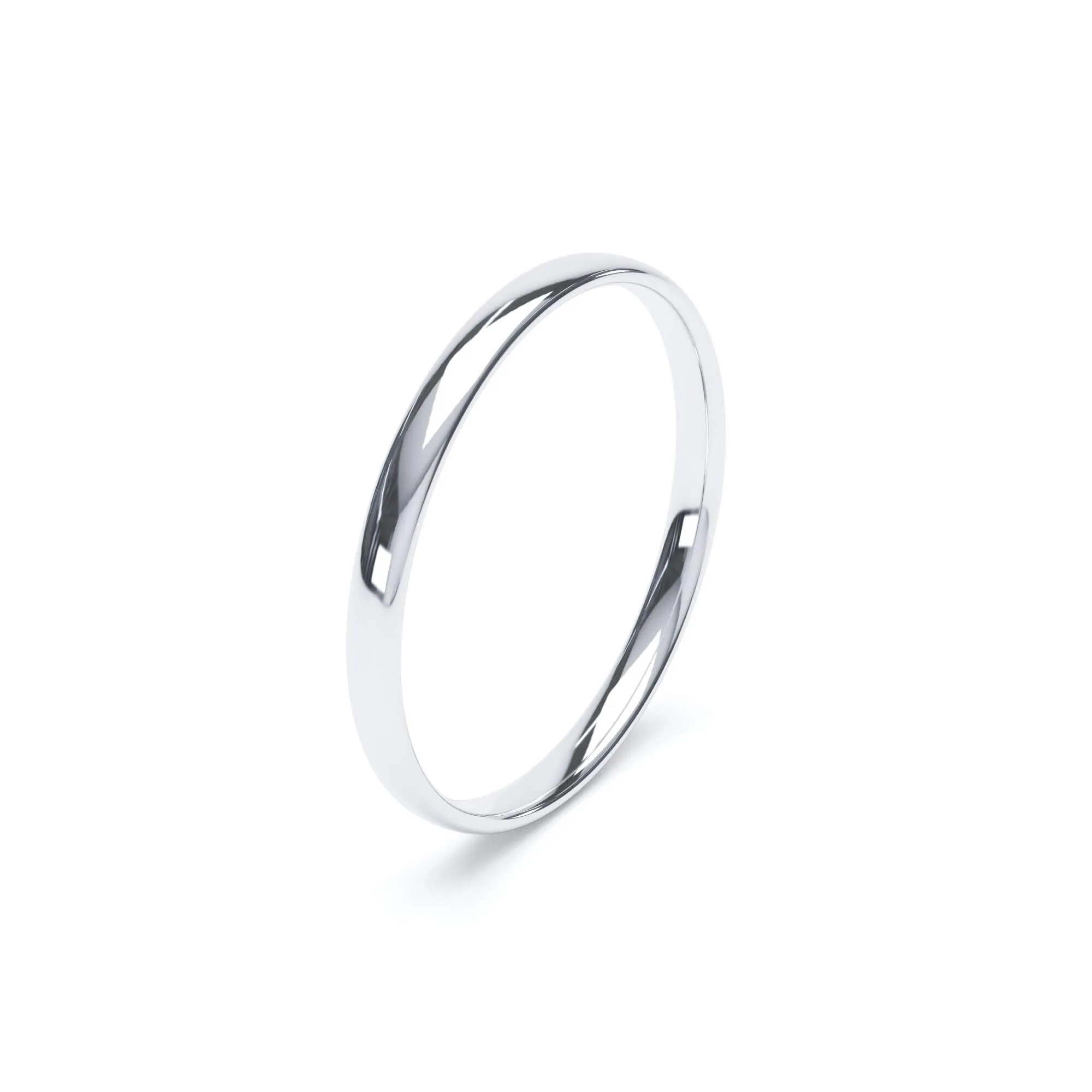 - Oval Profile Plain Wedding Ring 9k White Gold