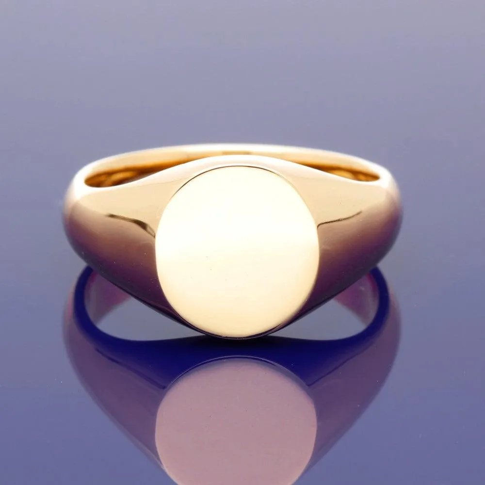 18ct Rose Gold Medium Oval 12 x 11mm Solid Signet Ring - Gold Arts Designed Signet Range