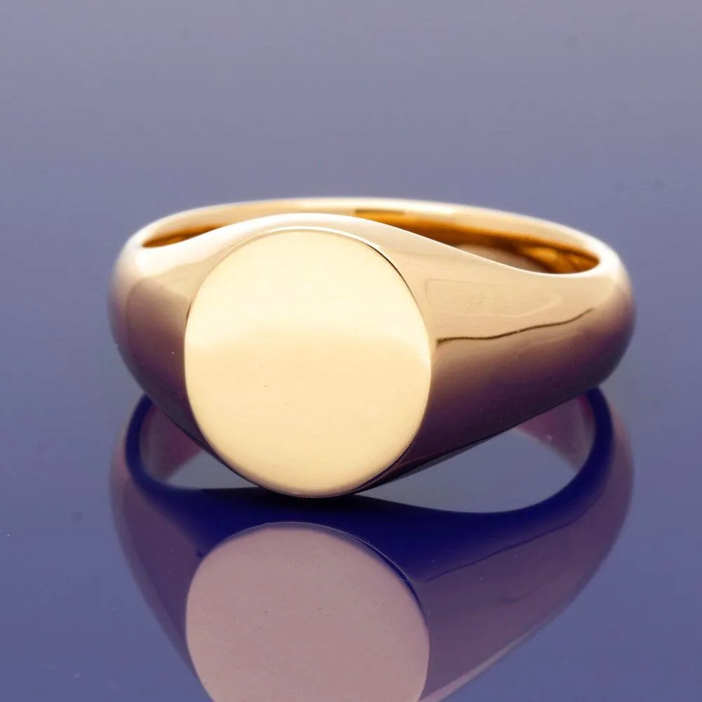 18ct Rose Gold Medium Oval 12 x 11mm Solid Signet Ring - Gold Arts Designed Signet Range