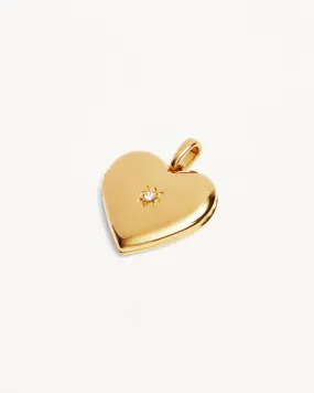 18k Gold Vermeil Large Heart Lotus Locket Pendant