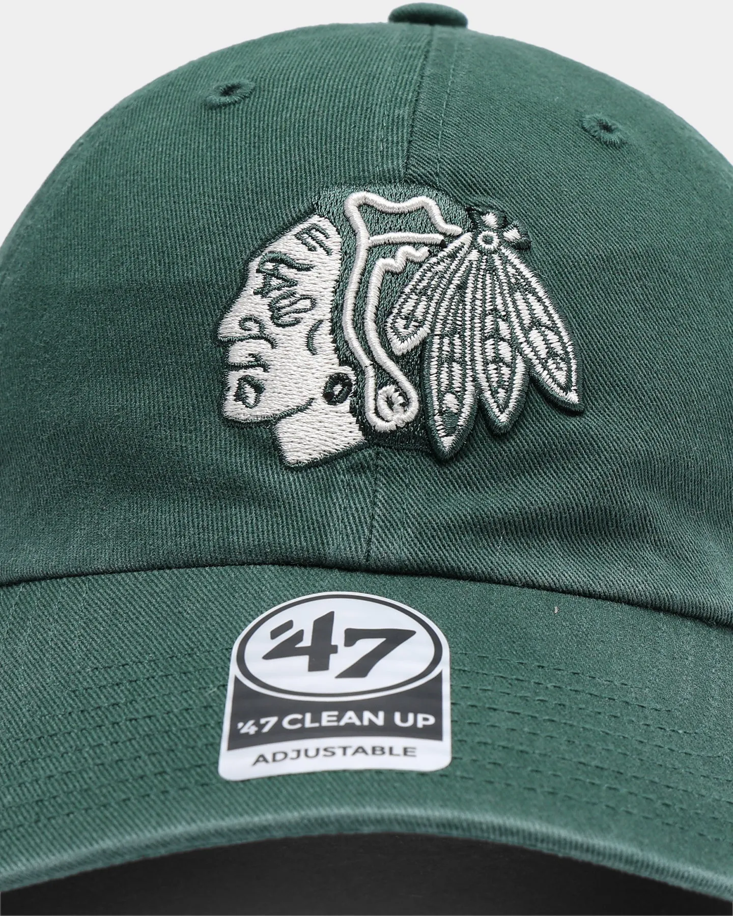 47 Brand Chicago Blackhawks Clean Up Strapback Dark Green/Natural