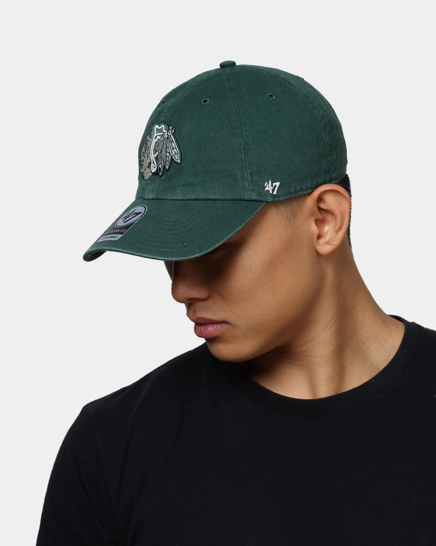 47 Brand Chicago Blackhawks Clean Up Strapback Dark Green/Natural