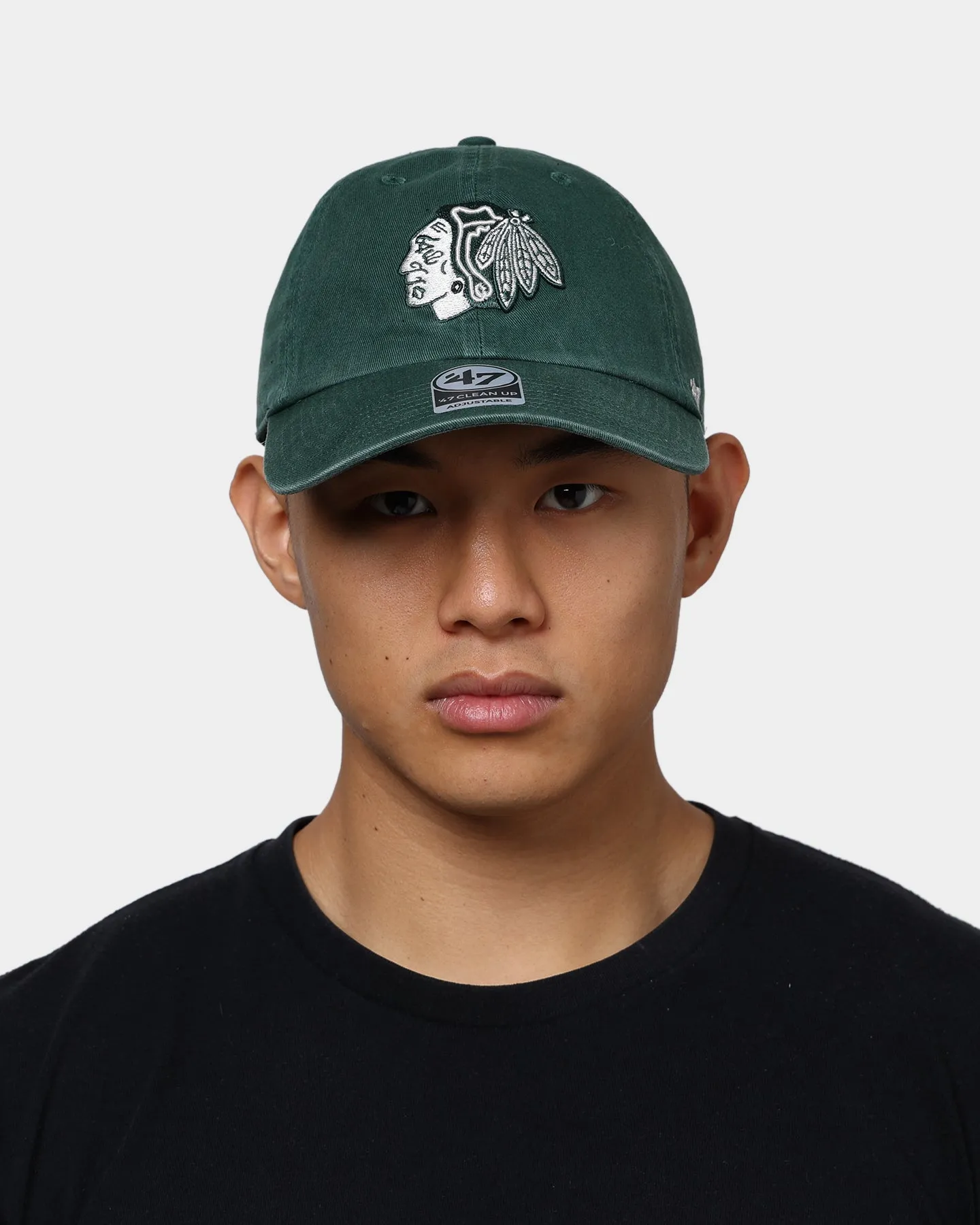 47 Brand Chicago Blackhawks Clean Up Strapback Dark Green/Natural