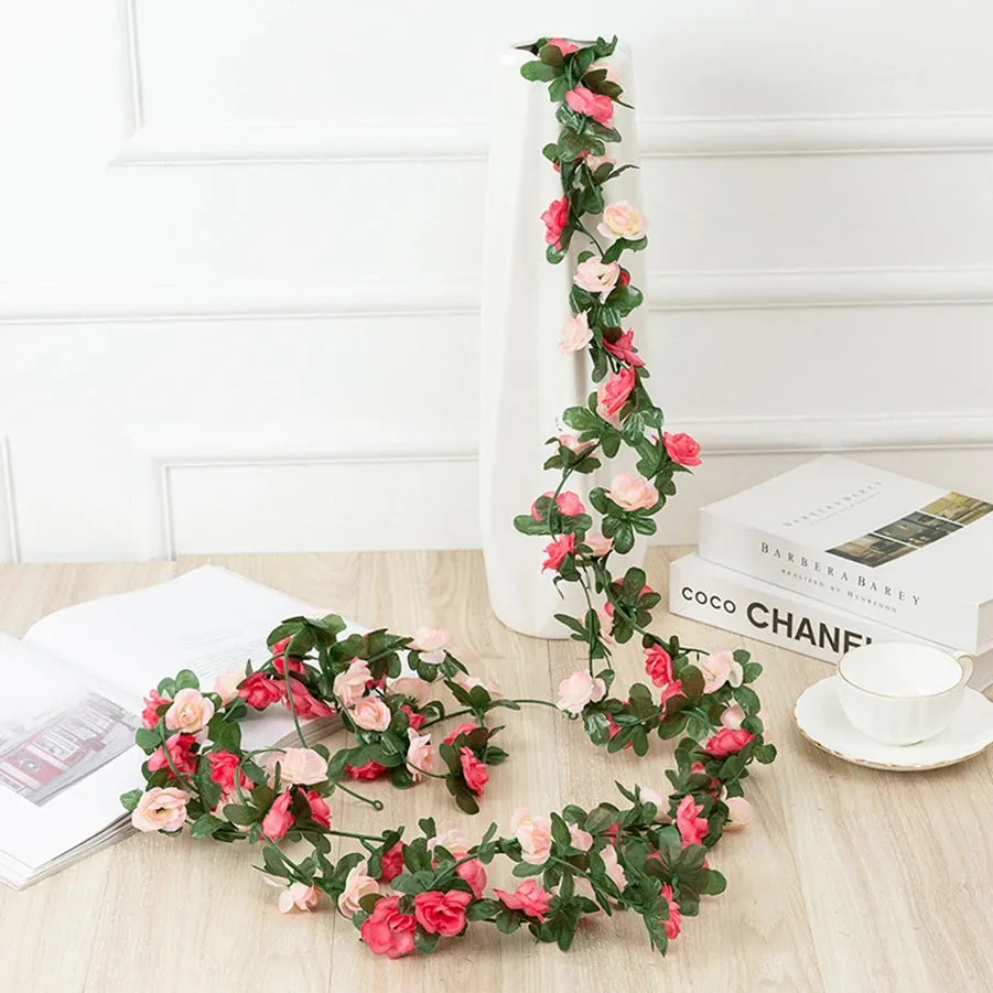 8.2 Feet Artificial Rose Flowers Garland - Perfect for Wedding, Home, and Room Decorations, Spring & Autumn