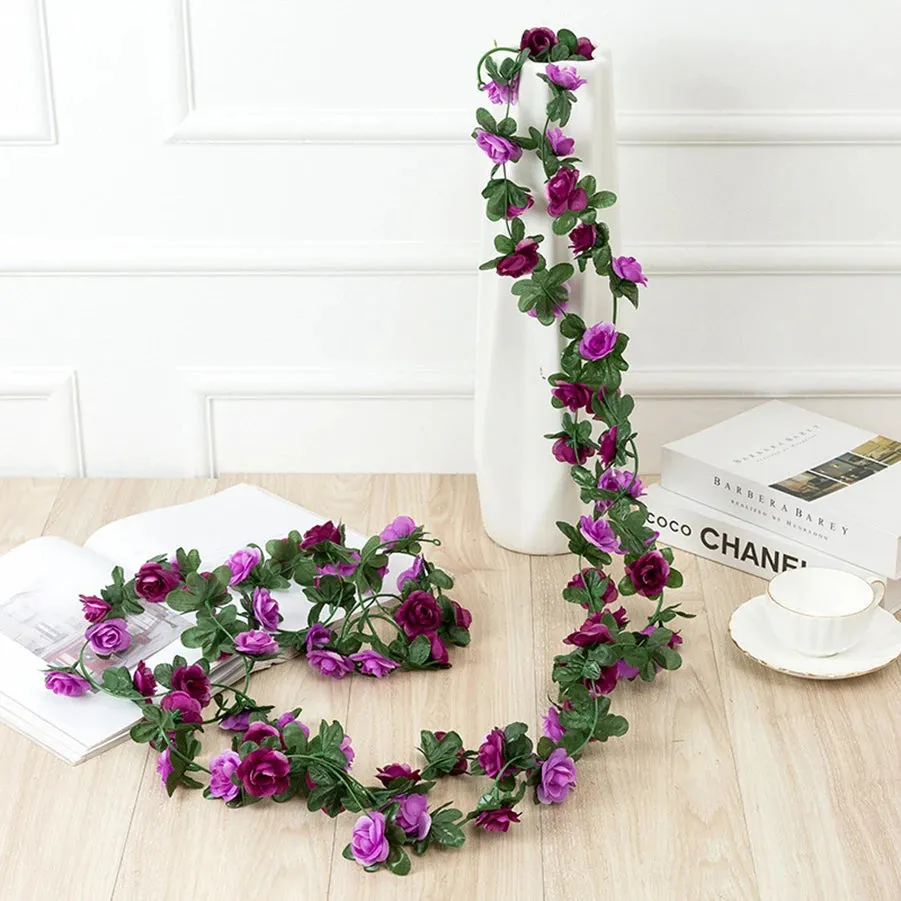 8.2 Feet Artificial Rose Flowers Garland - Perfect for Wedding, Home, and Room Decorations, Spring & Autumn