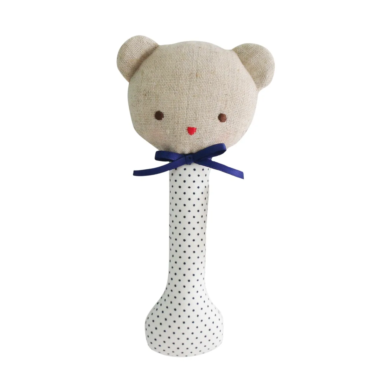 Alimrose - Baby Bear Stick Rattle Navy Spot