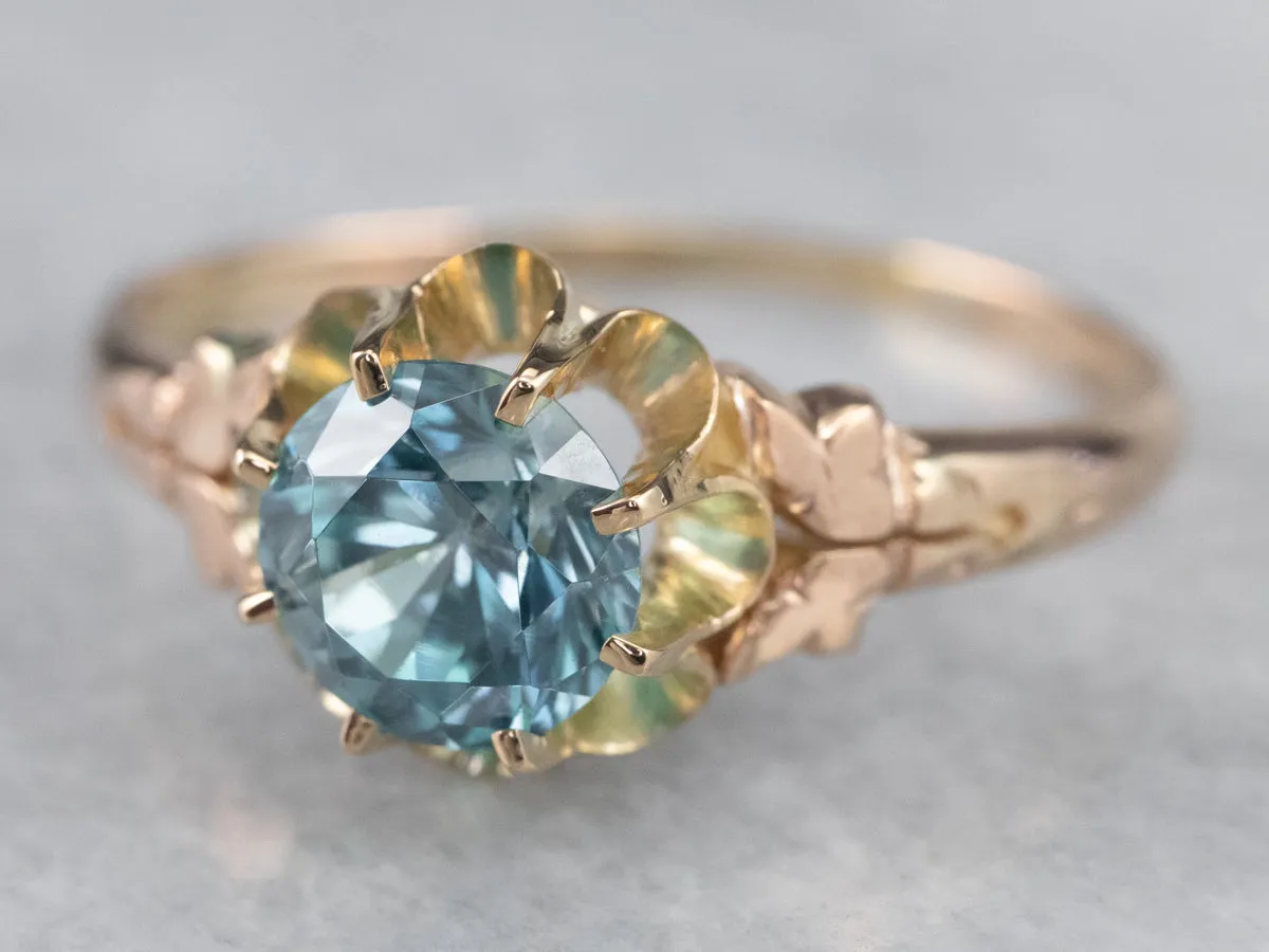 Antique Buttercup Blue Zircon Ring