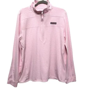 Athletic Top Long Sleeve Collar By Vineyard Vines In Pink & White, Size: L