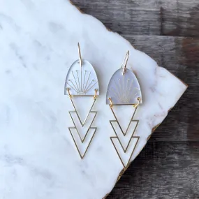 Aurora - Matte Silver - Acrylic & Brass Earrings