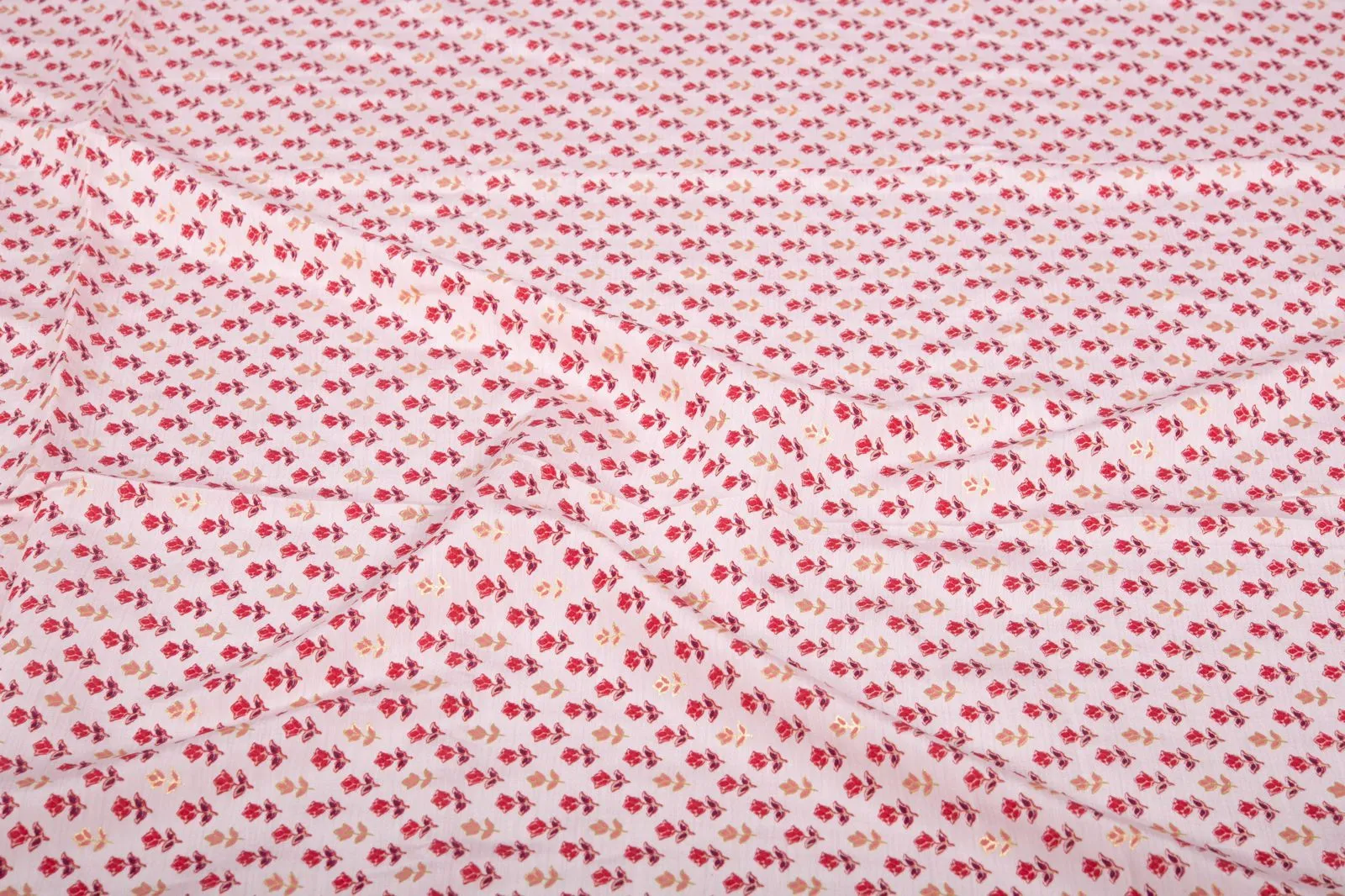 Baby Pink Lotus Printed Modal Silk Cotton Fabric