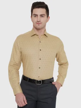 Beige Printed Slim Fit Formal Shirt | JadeBlue