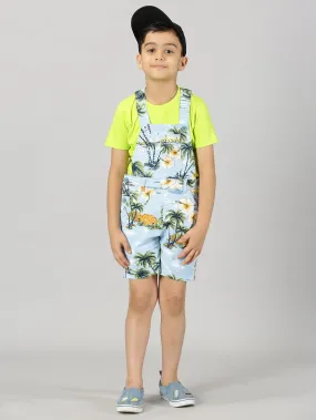 Boys Printed Dungaree Shorts