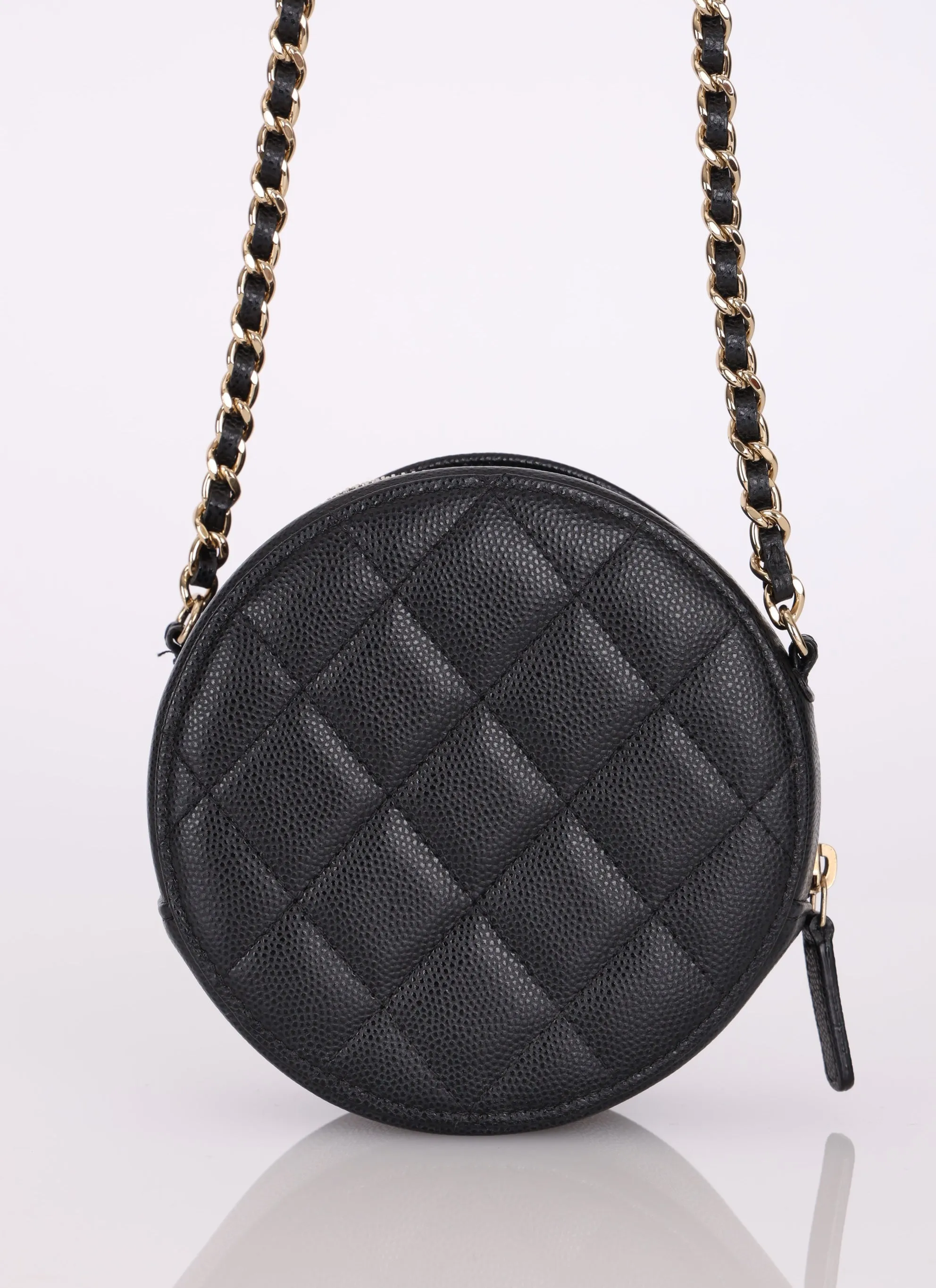 Chanel 2021 Caviar Crystal Round Crossbody