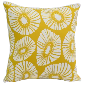 Citrus Yellow Retro Flowers Cushion Cover, 50 cm