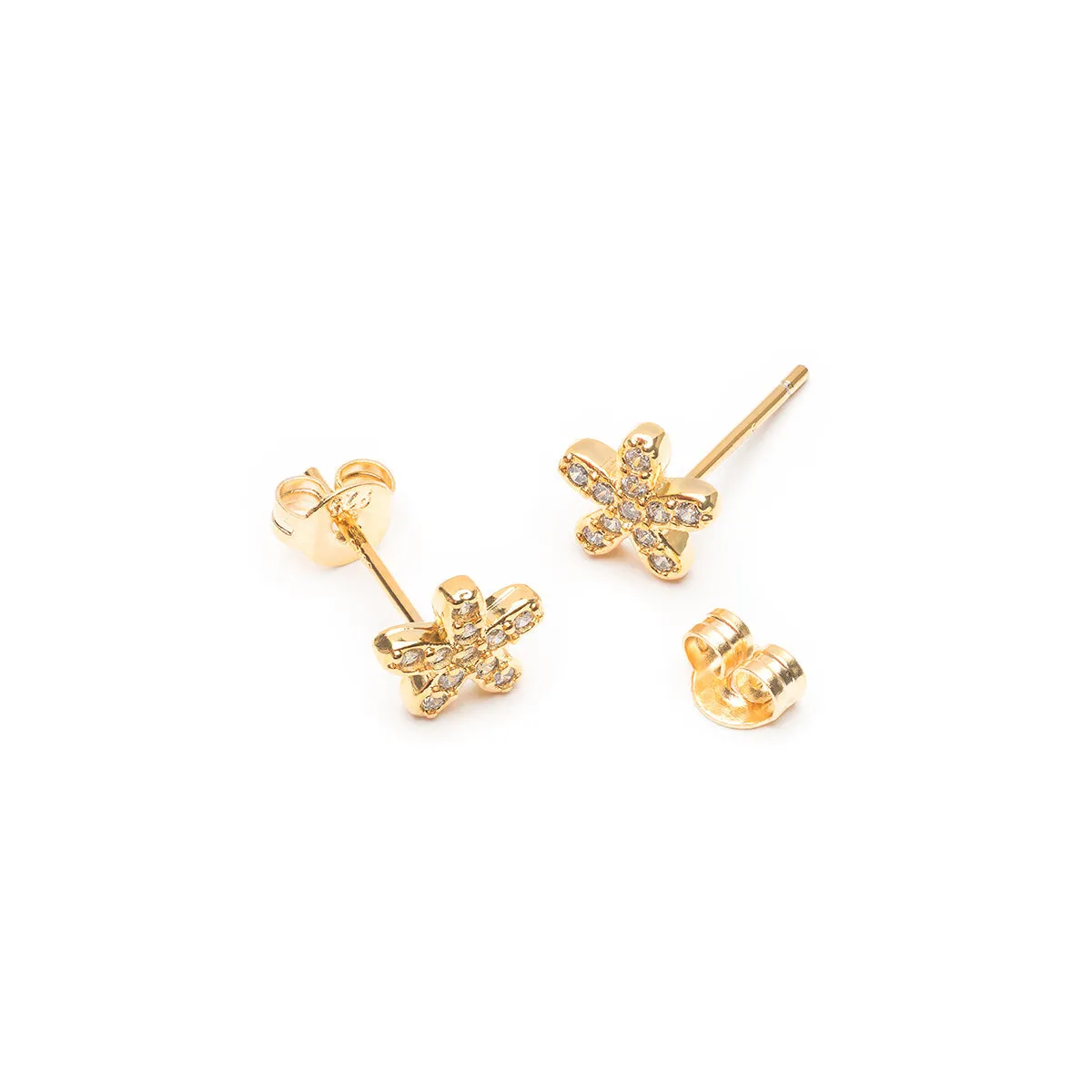 Crystal Flower Gold Mini Stud Earrings