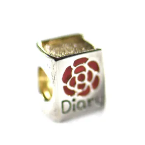 Diary silver beads with rose pattern