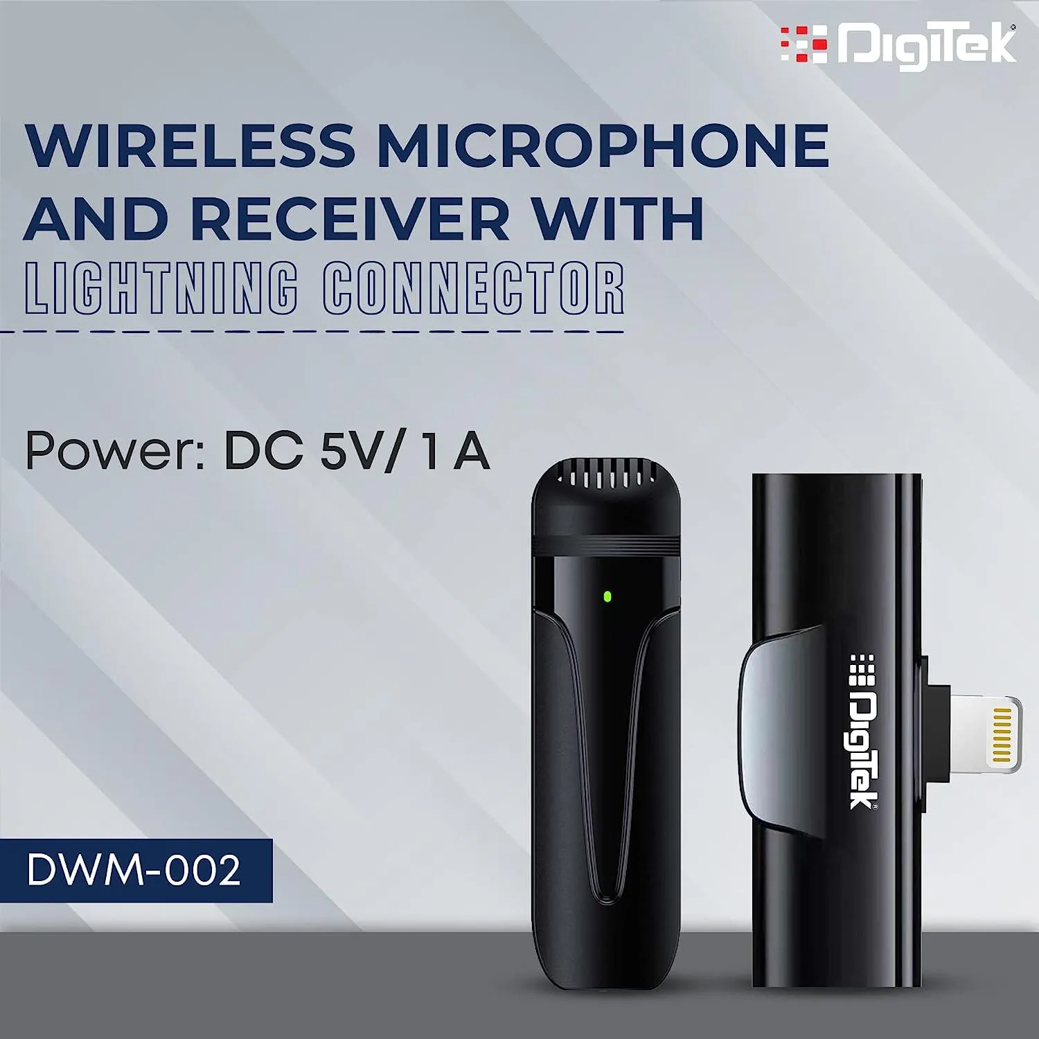 Digitek (DWM-002) Wireless Microphone & Receiver with iPhone connector Fast for Charging, Suitable for YouTube Vlog, Live Streaming, Video Shooting & More