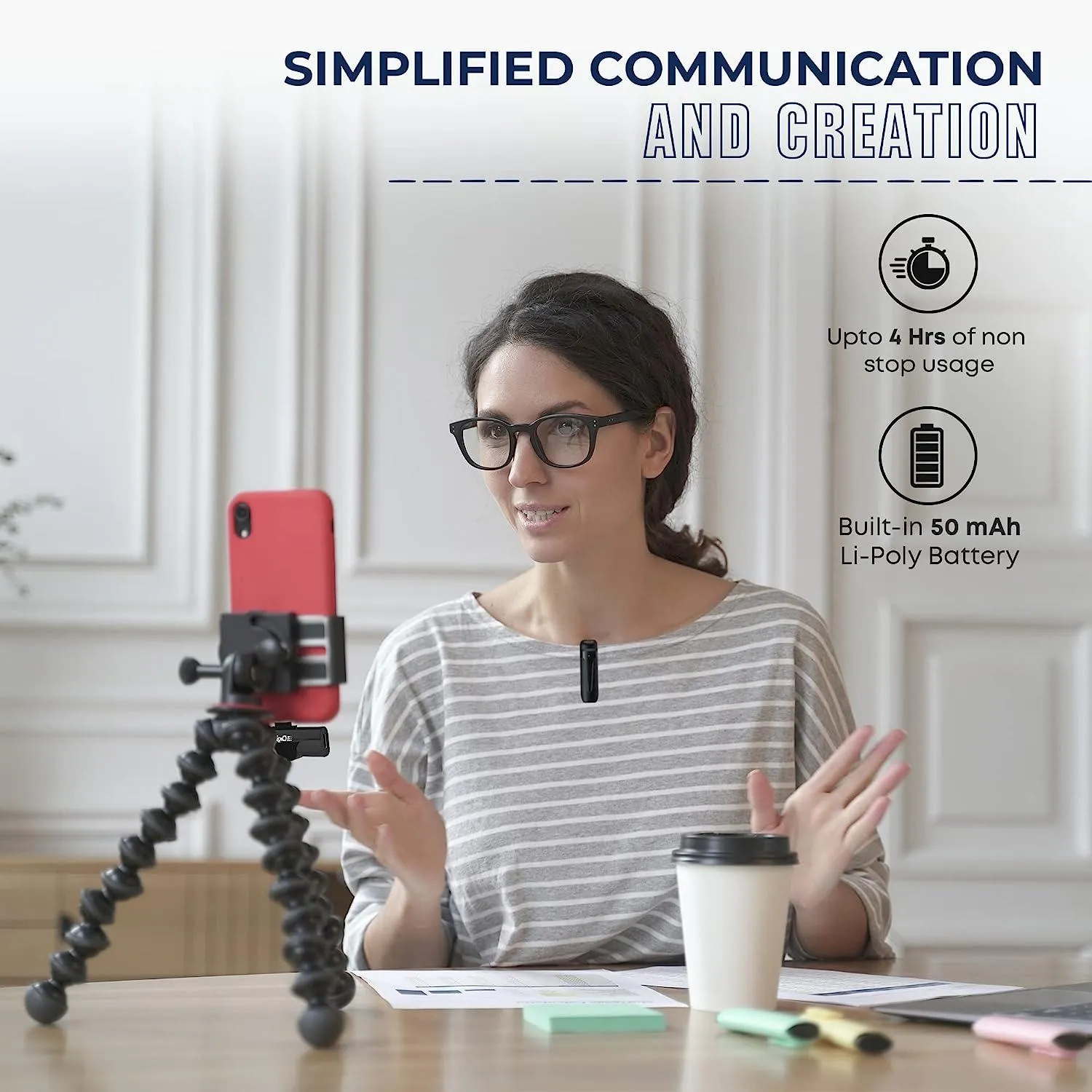 Digitek (DWM-002) Wireless Microphone & Receiver with iPhone connector Fast for Charging, Suitable for YouTube Vlog, Live Streaming, Video Shooting & More