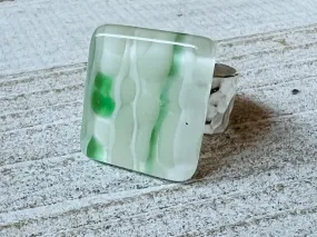 Fused Glass Adjustable Ring~ Pistachio Torte