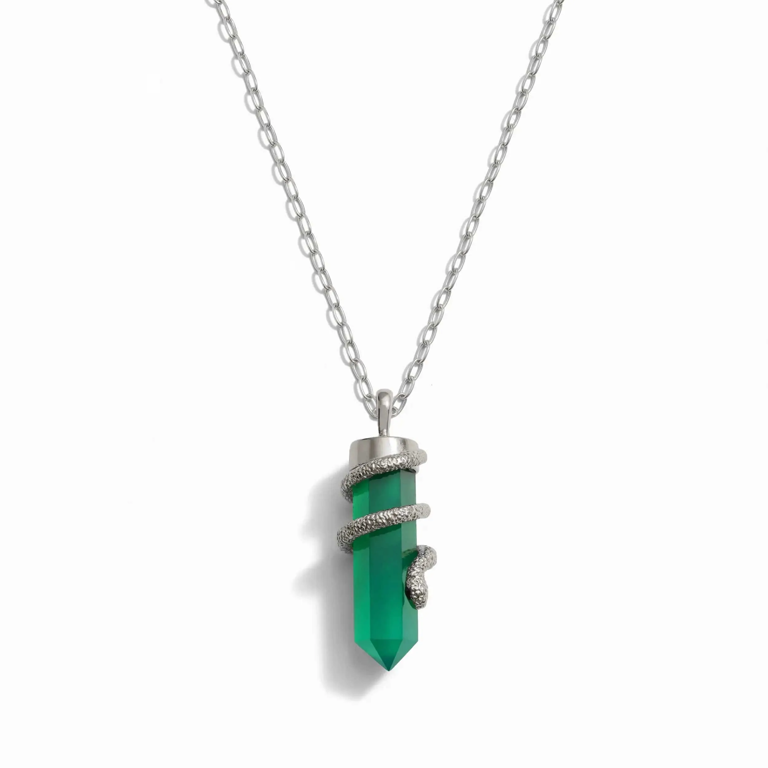 Green Onyx Crystal Snake Necklace