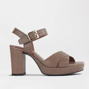 High Heel Platform Sandal in Stone Multi - 12676