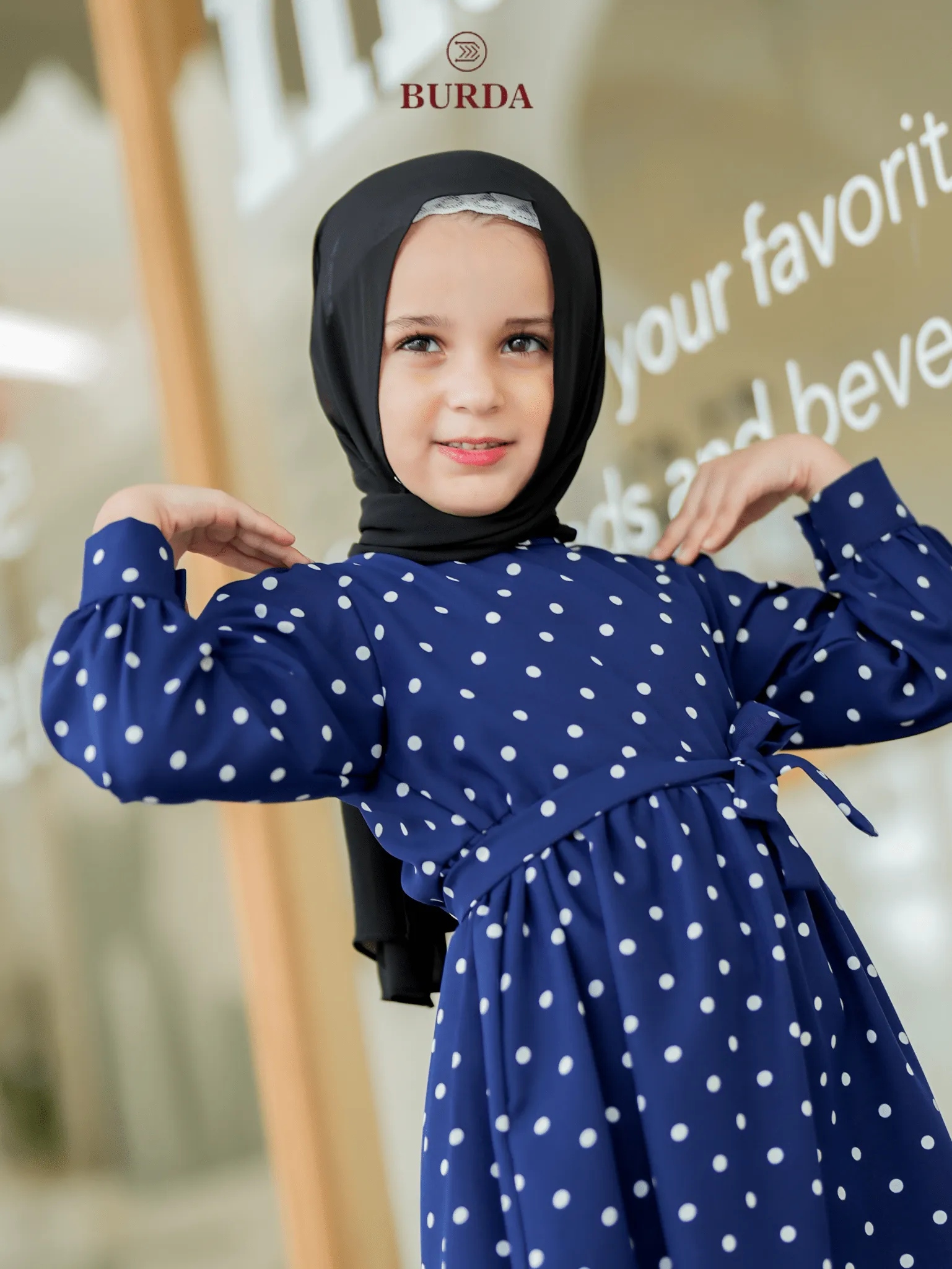 Kid's Navy Polka Dot Dress