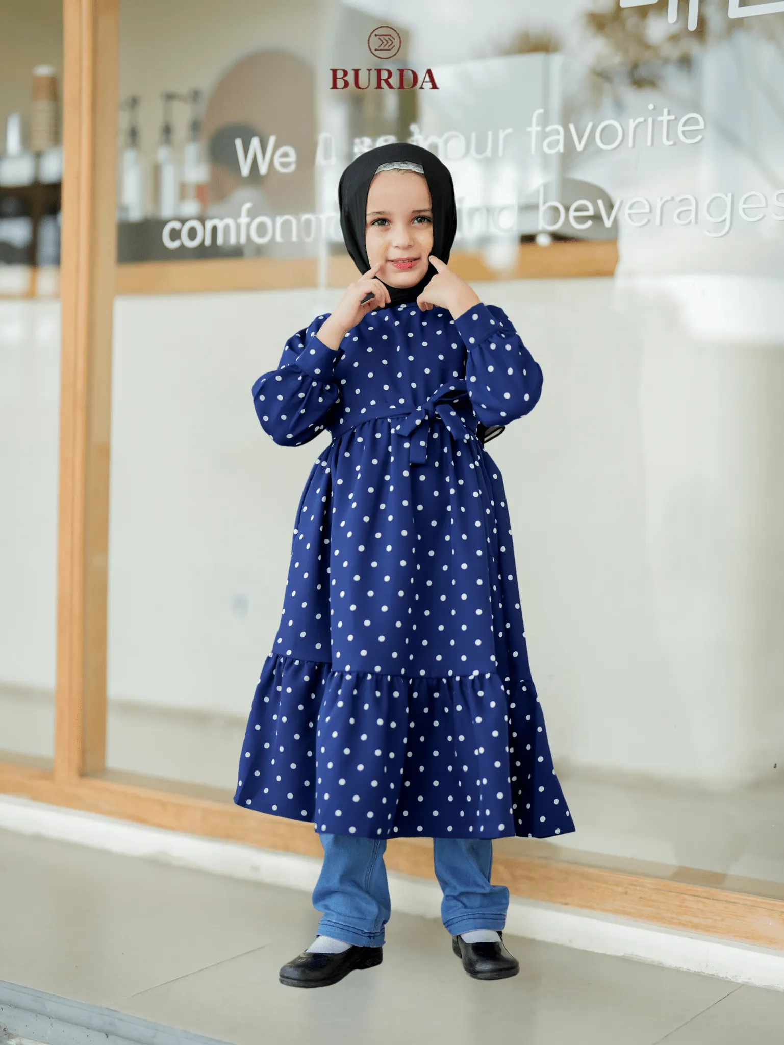 Kid's Navy Polka Dot Dress