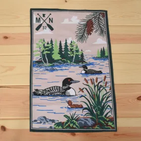 Loon Scene Printed Tea Towel