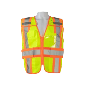 LVM2-PSVP ANSI Class 2 Lime Mesh Orange Contrast Two Tone Incident Command Breakaway Vest