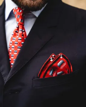 MIURA P400 S - Silk Pocket Square - Red/Blue