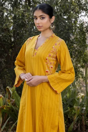 Mustard Dobby Kurta