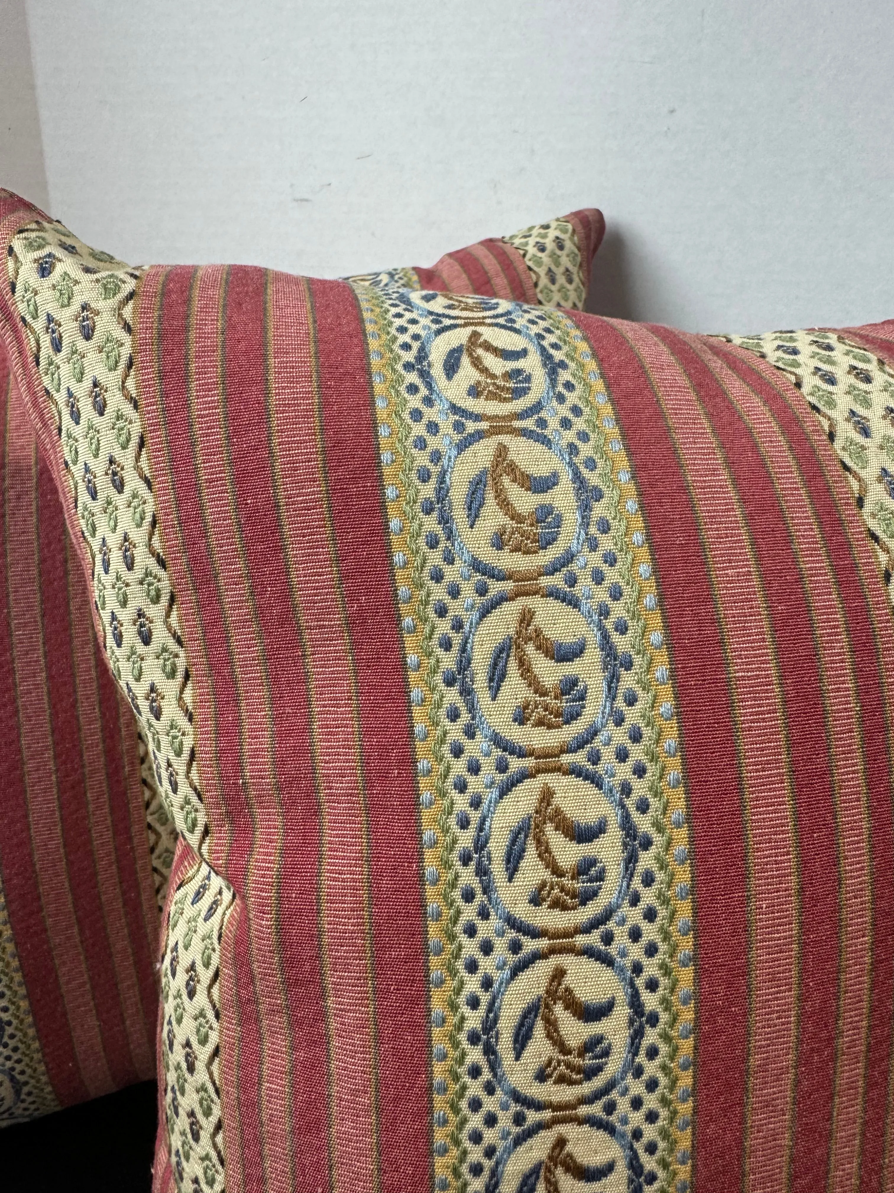 Pair of Bohemian Striped Square Throw Pillows