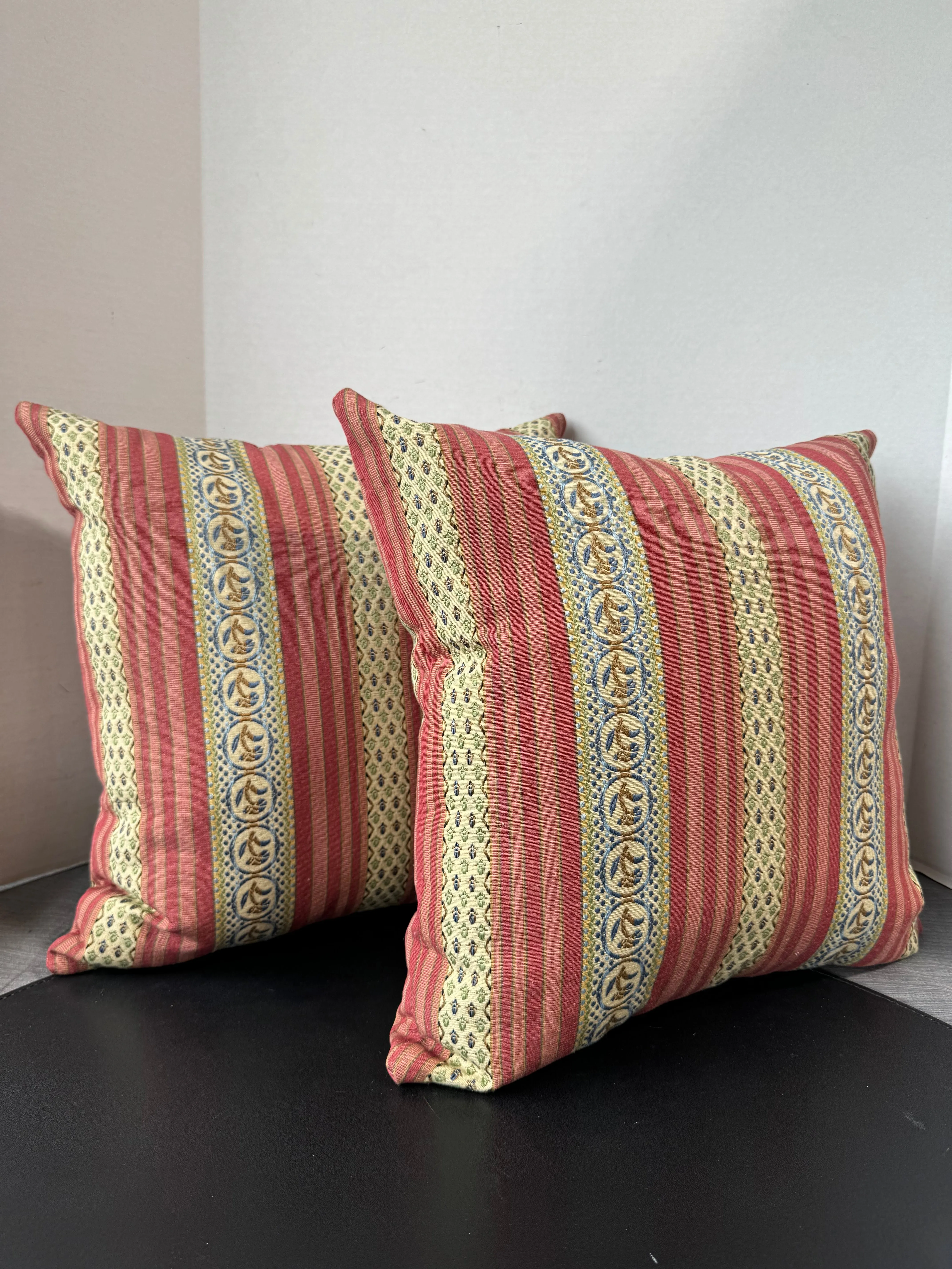 Pair of Bohemian Striped Square Throw Pillows