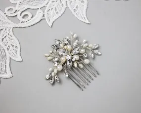 Petite Cultured Pearl and Rhinestone Bridal Hair Comb