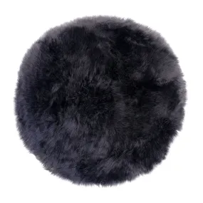 Round Chair Mat Long Wool - Black - 37cm Diameter - Australian Merino Sheepskin