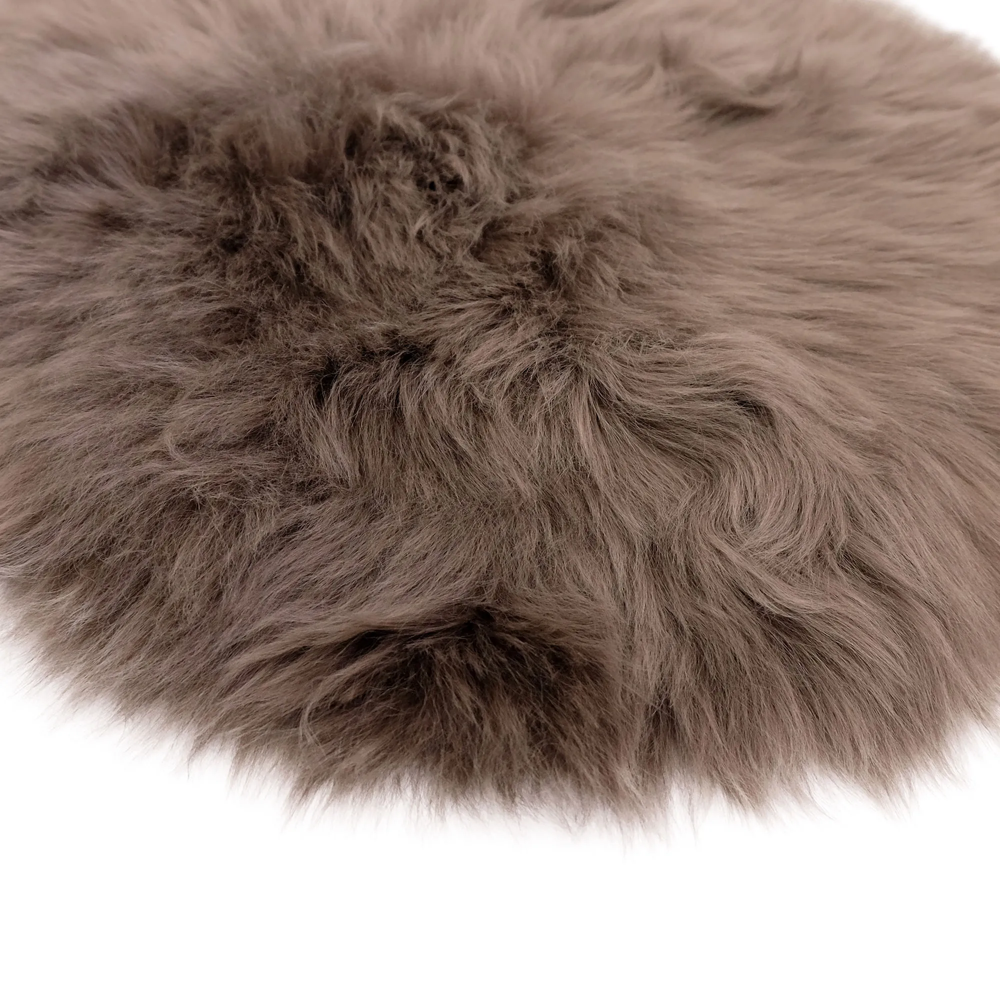 Round Chair Mat Long Wool - Taupe - 37cm Diameter - Australian Merino Sheepskin