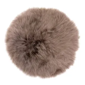 Round Chair Mat Long Wool - Taupe - 37cm Diameter - Australian Merino Sheepskin