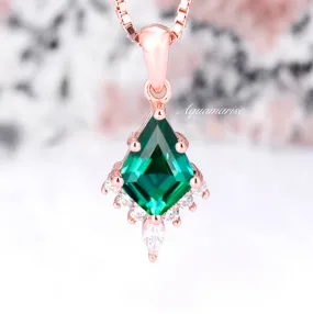 Skye Kite Emerald Necklace- 14K Rose Gold Vermeil