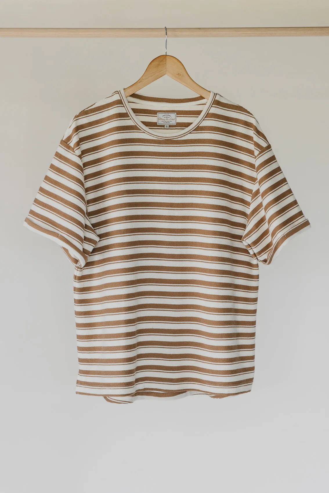 Striped Textured Unisex T-shirt - Brown and Cream