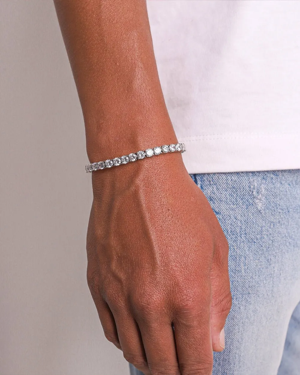 TENNISBOY BRACELET. - 5MM WHITE GOLD