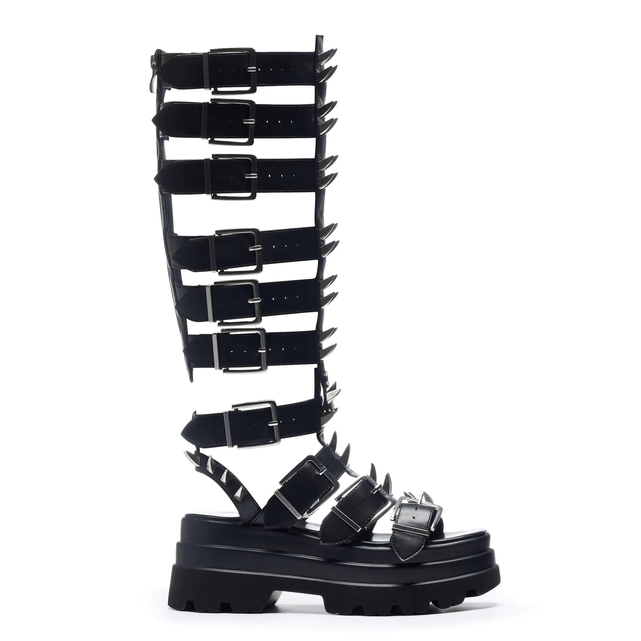 The Mage Resistor Spiked Black Sandals - Black