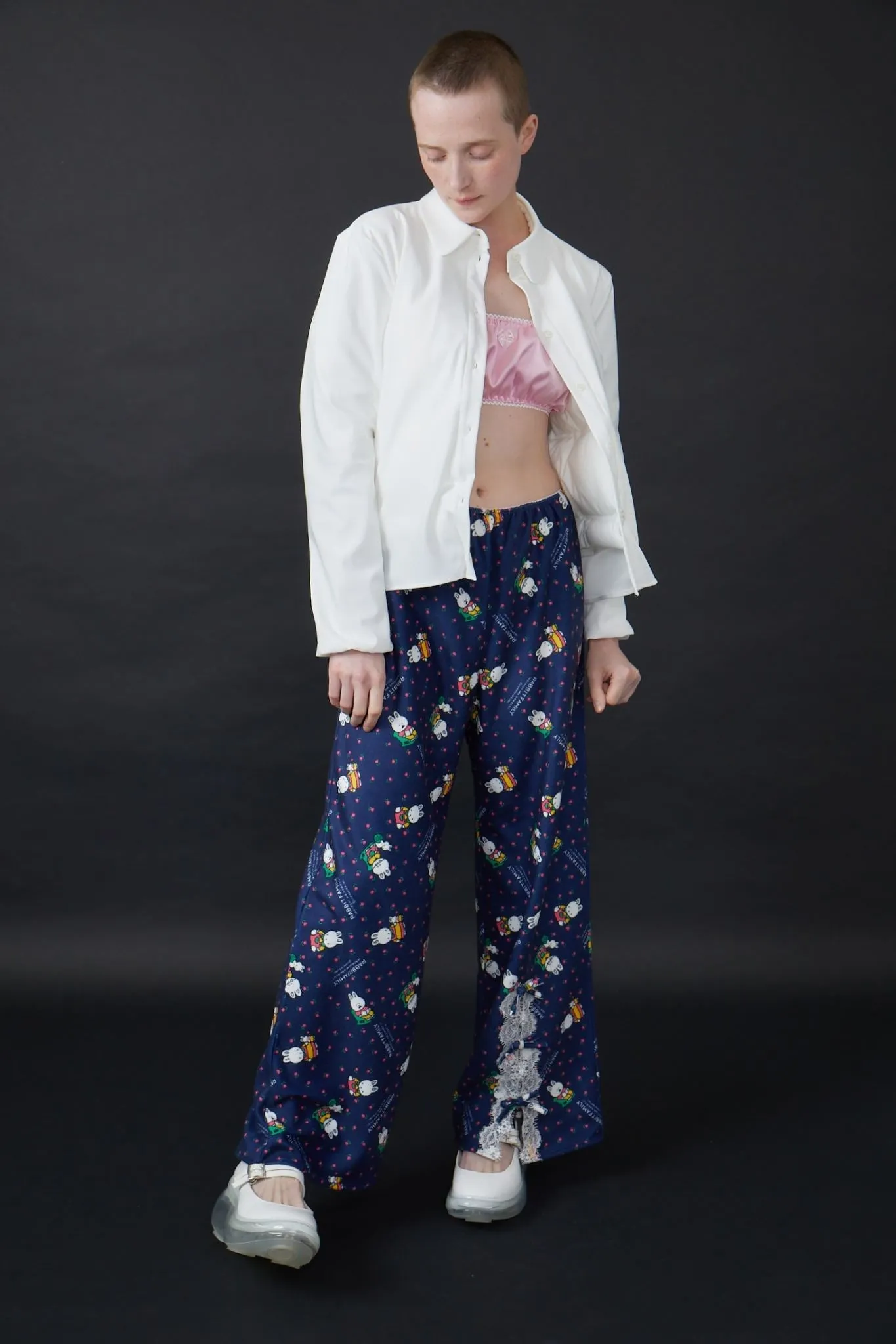 Very Warm Fleece Printed Pants / Navy